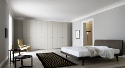 Camera da letto in stile contemporaneo con un armadio